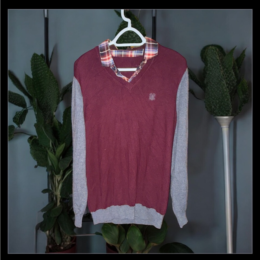 Men's Menticano Wool Blend Shirt Sweater, Size Large
